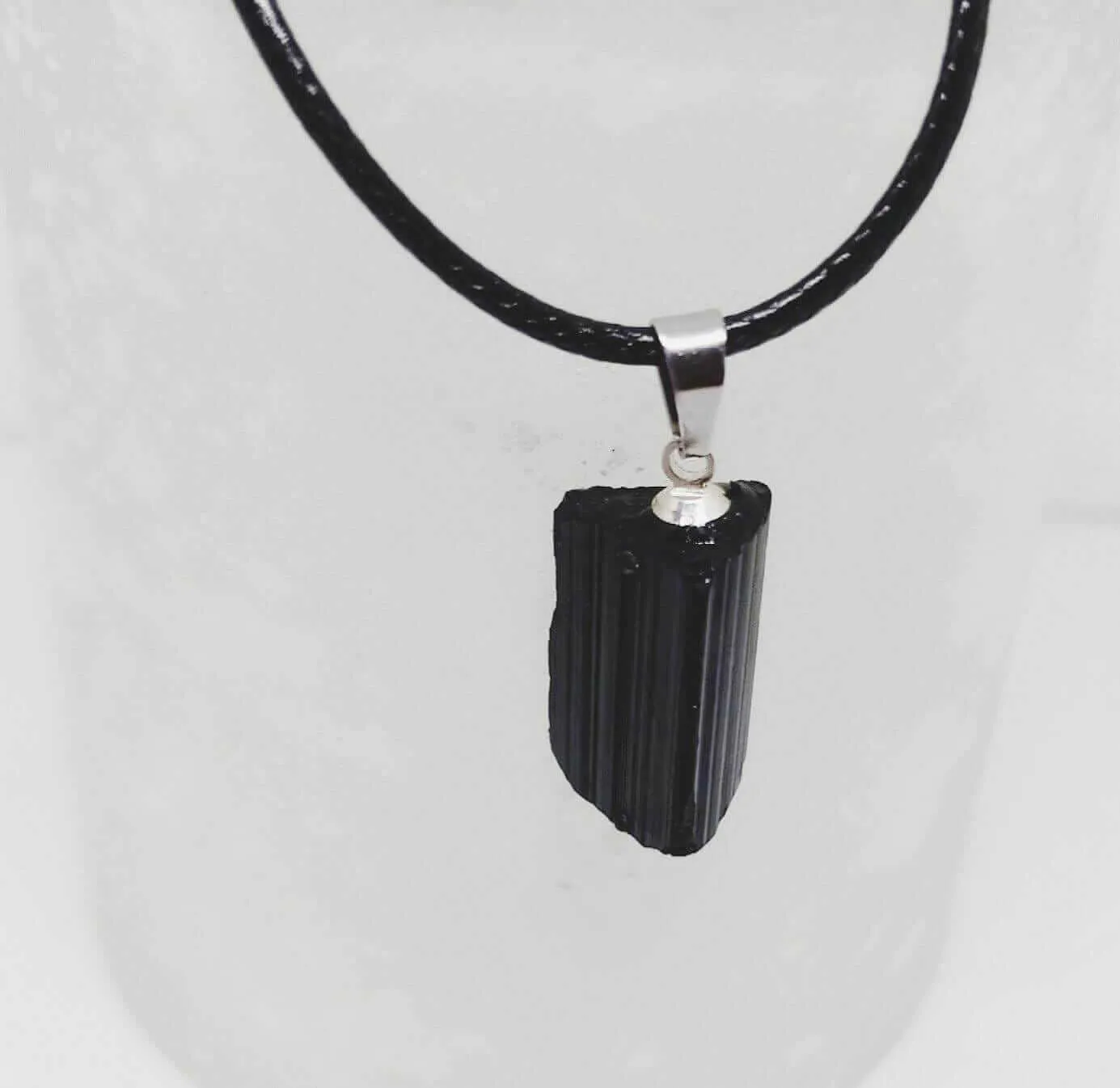 Black Tourmaline Natural Raw with Box choice of stainless steel chain or leather necklace