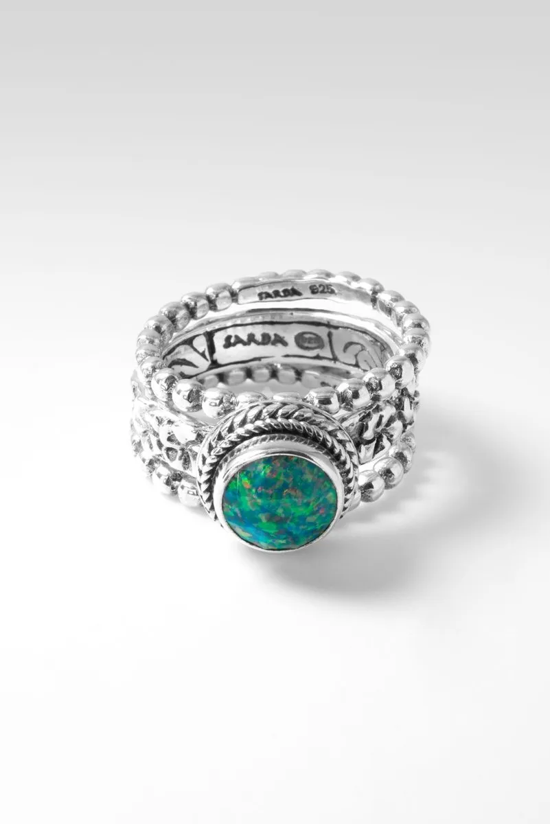 Bloom Bright Ring Set of 3™ in Sea Green Simulated Opal