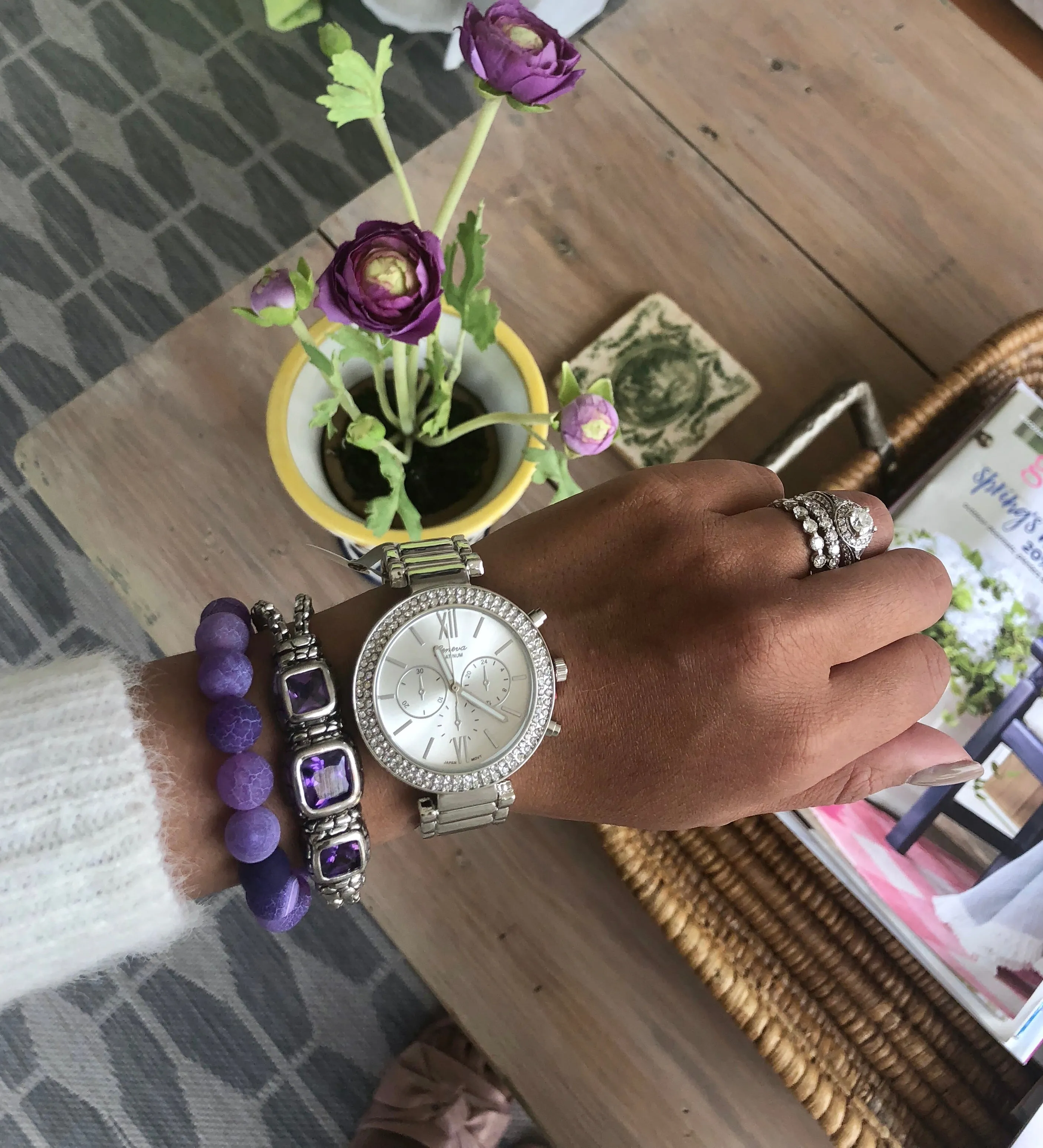 Bonita Purple Matte Stone Bracelet