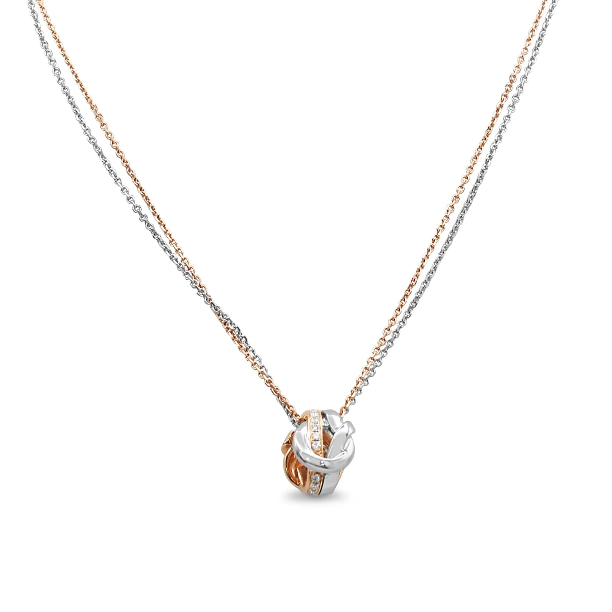 Boodles The Knot Diamond Pendant Necklace - 18ct White & Rose Gold