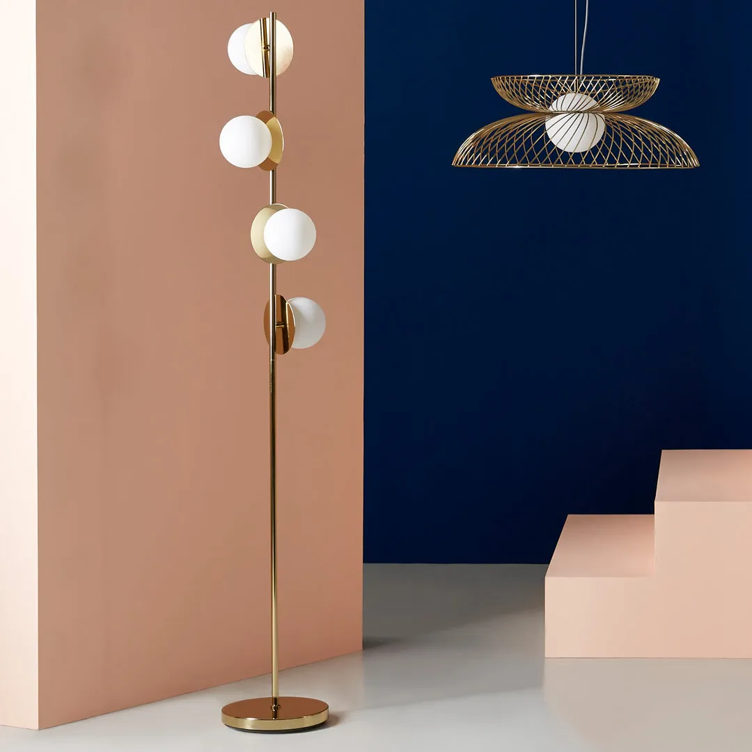 Brass Opal Disk Floor Lamp - Houseof