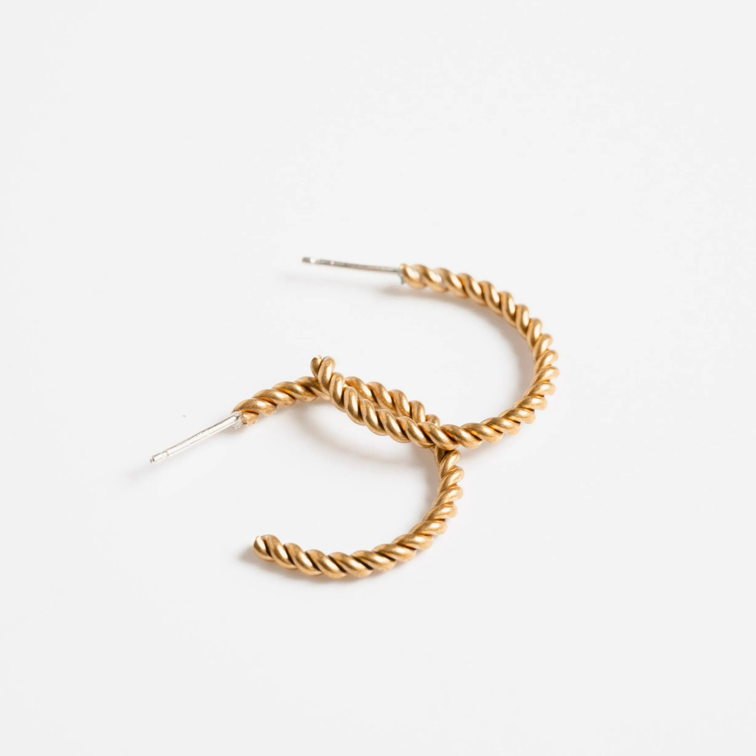 Brass Twist Hoop Earrings