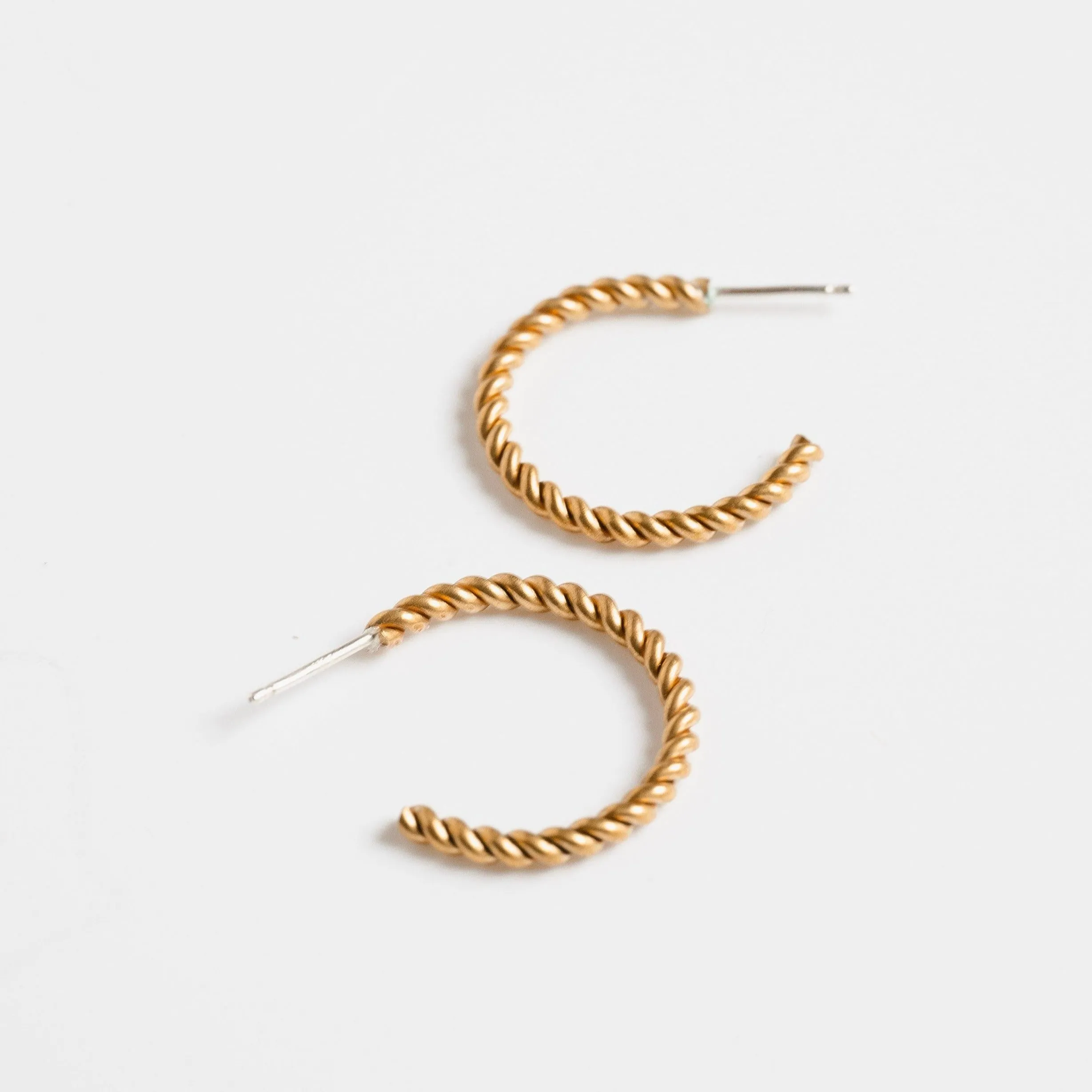 Brass Twist Hoop Earrings