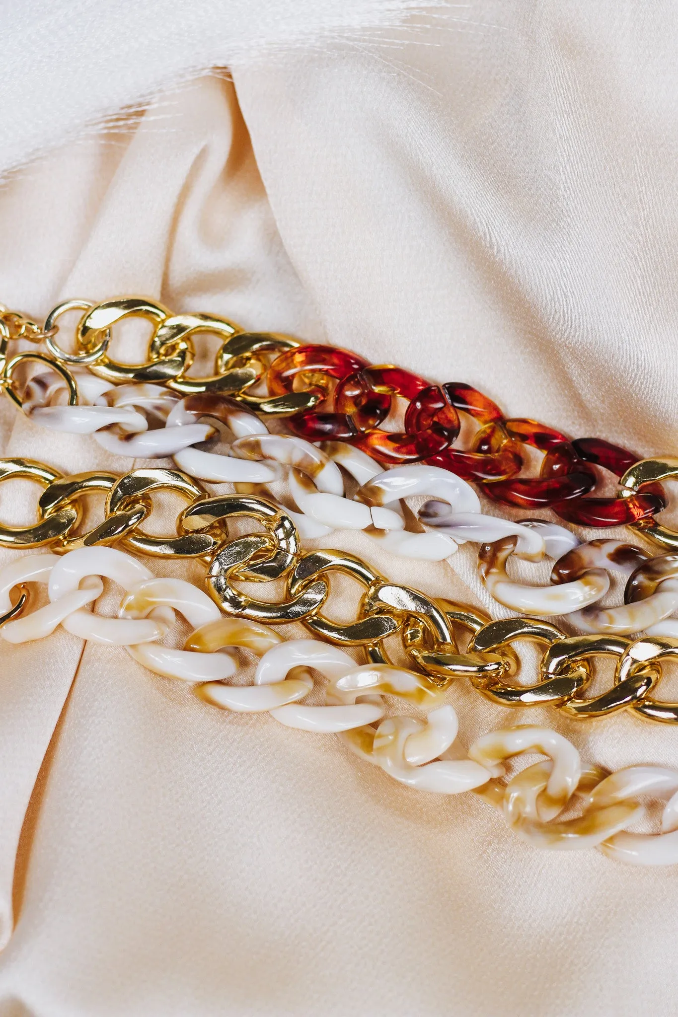 Caramel Swirl Chunky Acrylic Chain Linked Bracelet