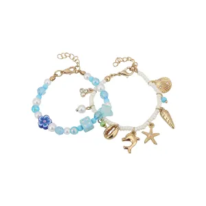 Carlton London Girls Set Of 2 Multicoloured Gold-Plated Charm Bracelet Kjbs041