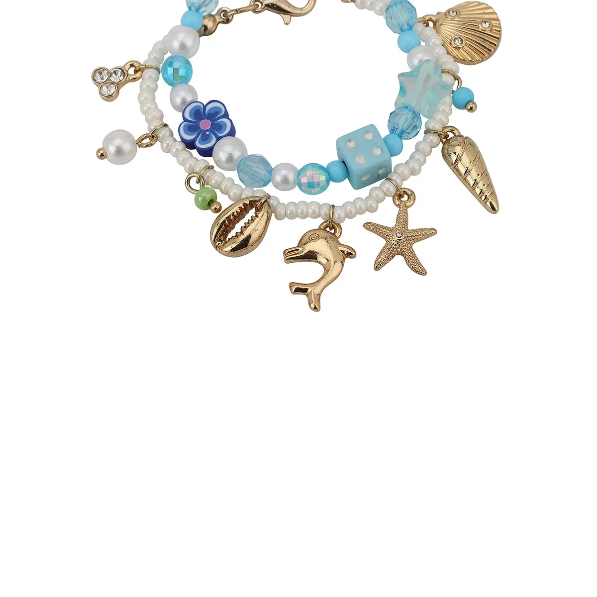 Carlton London Girls Set Of 2 Multicoloured Gold-Plated Charm Bracelet Kjbs041