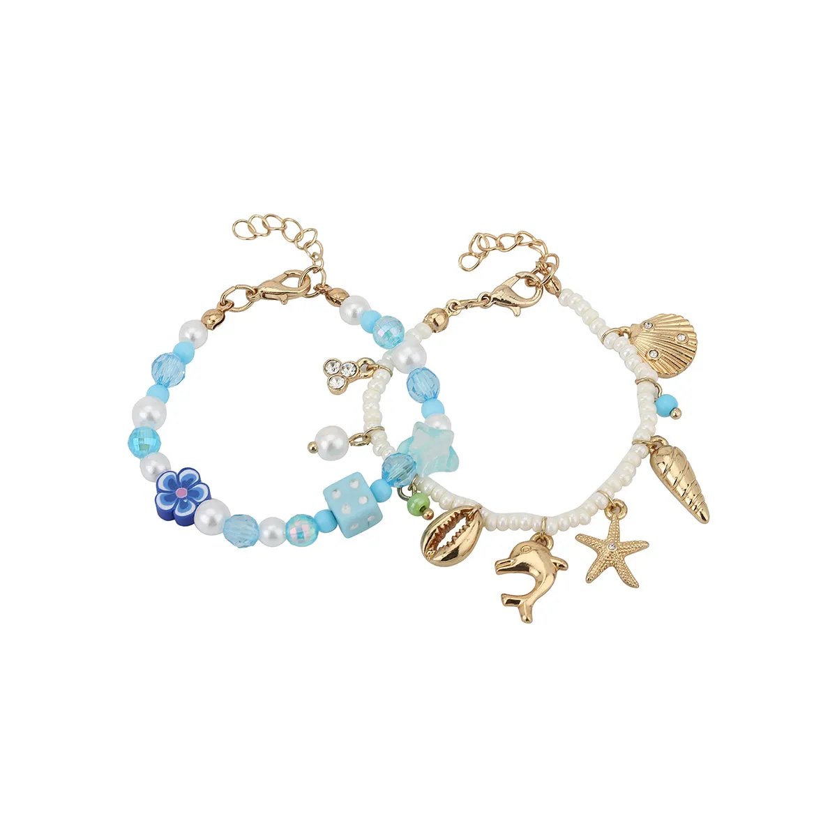 Carlton London Girls Set Of 2 Multicoloured Gold-Plated Charm Bracelet Kjbs041