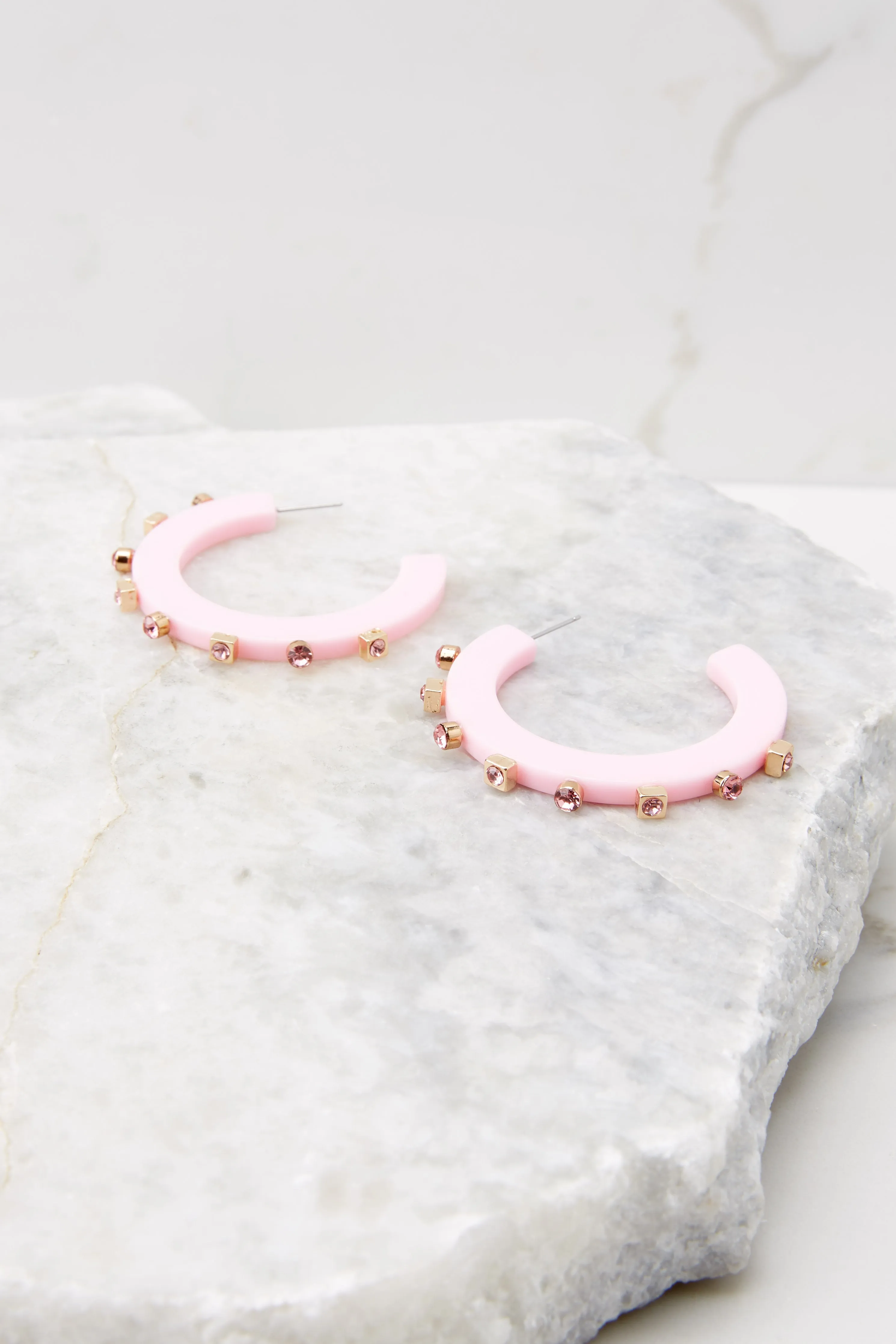 City Girl Pink Jewel Hoop Earrings