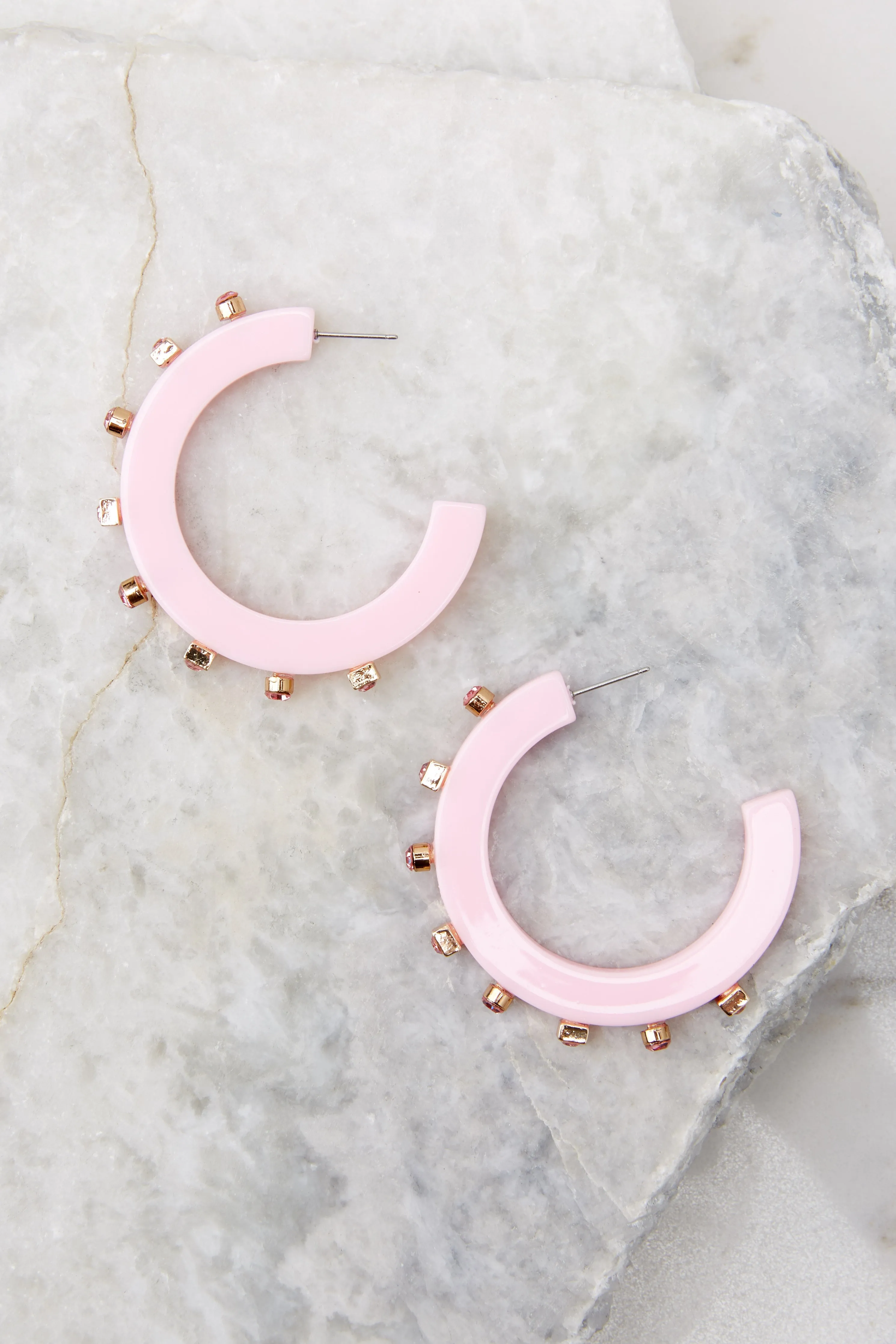 City Girl Pink Jewel Hoop Earrings