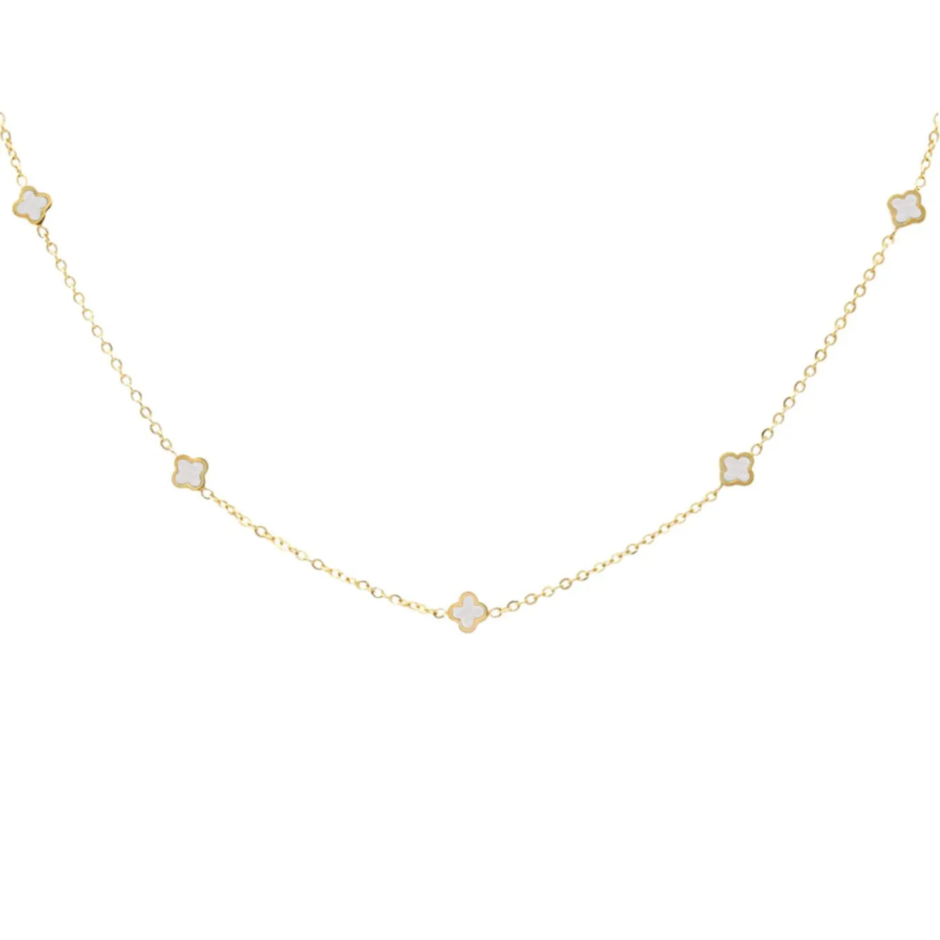 Clover Dainty Choker Necklace - Gold & Pearl