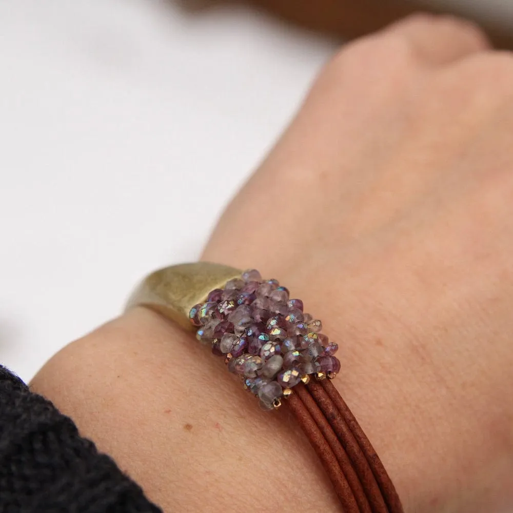 Coated Amethyst 1/2 Cuff Bracelet