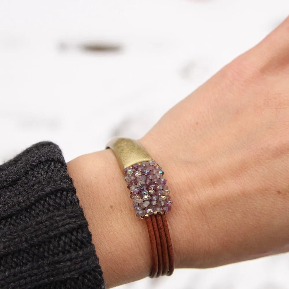 Coated Amethyst 1/2 Cuff Bracelet