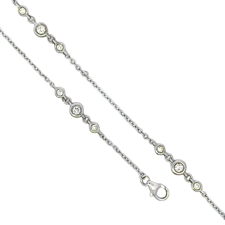 Diamond Station Chain Necklace, 14Kt