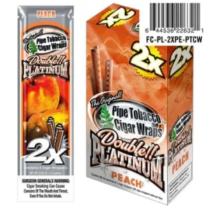 Double Platinum 2X Peach Blunt Cigar Wraps 15ct Box