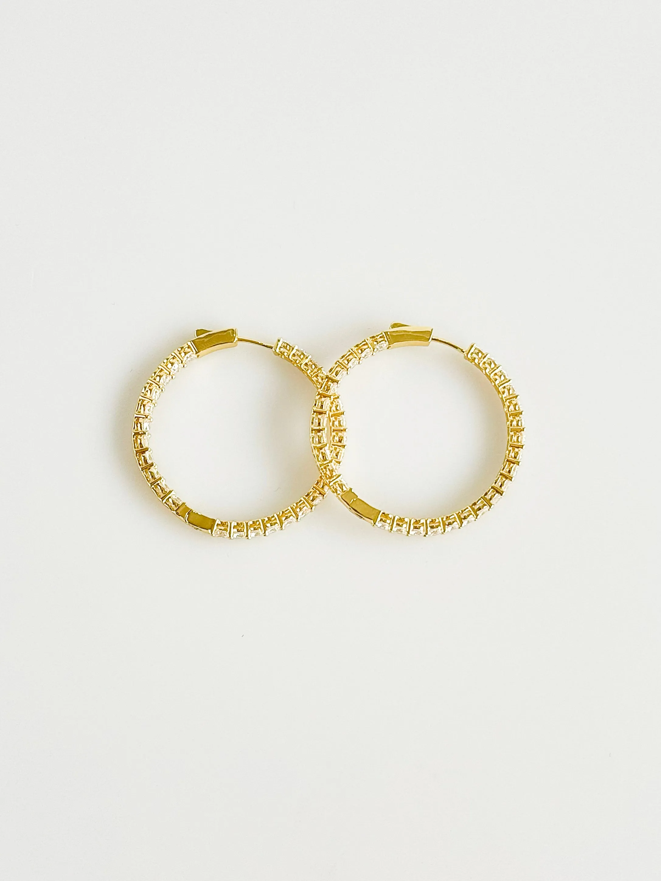 Double Vision 1.5" 3MM Eternity Hoop Earrings