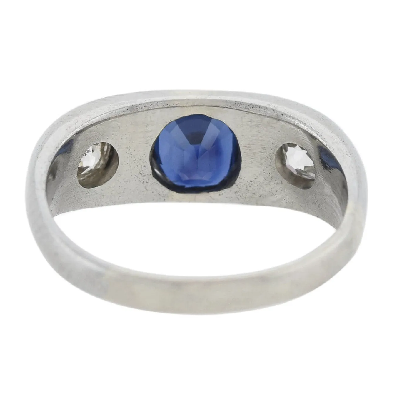 Edwardian Platinum 1ct Sapphire   Diamond 3-Stone Ring