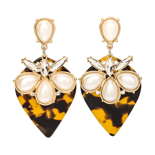 Emma Tortoise Shell and Pearl Earrings