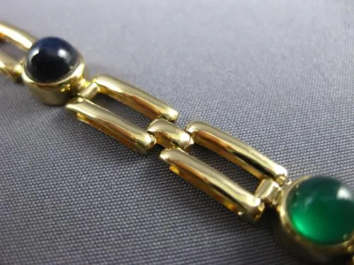 ESTATE 2.80CT AAA SAPPHIRE EMERALD & AMETHYST 14KT YELLOW GOLD BRACELET