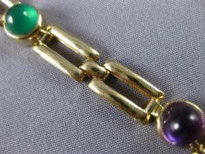 ESTATE 2.80CT AAA SAPPHIRE EMERALD & AMETHYST 14KT YELLOW GOLD BRACELET