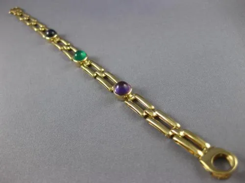 ESTATE 2.80CT AAA SAPPHIRE EMERALD & AMETHYST 14KT YELLOW GOLD BRACELET