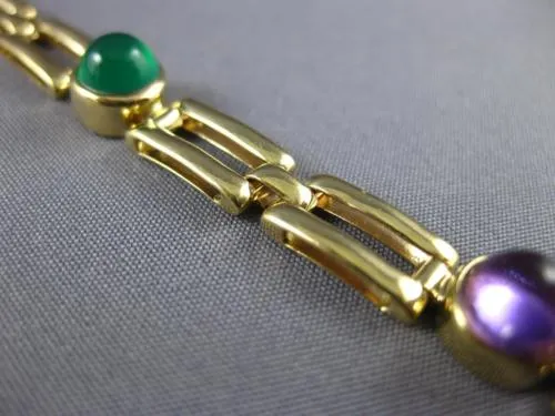 ESTATE 2.80CT AAA SAPPHIRE EMERALD & AMETHYST 14KT YELLOW GOLD BRACELET