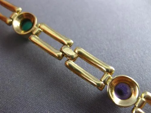 ESTATE 2.80CT AAA SAPPHIRE EMERALD & AMETHYST 14KT YELLOW GOLD BRACELET