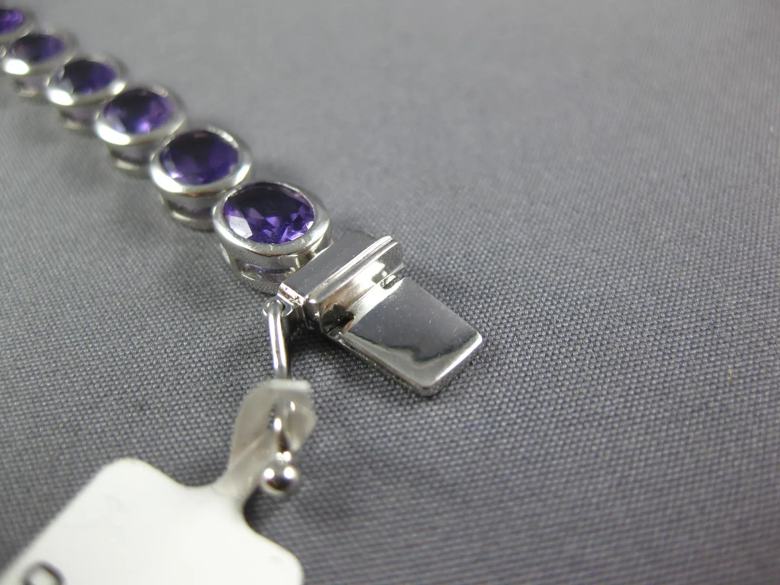 ESTATE LARGE 13.88CT AAA AMETHYST 18KT WHITE GOLD 3D OVAL BEZEL TENNIS BRACELET