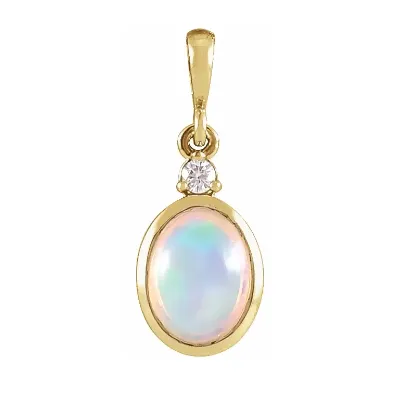 Ethiopian Opal & Diamond Bezel Pendant