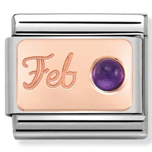 February (Amethyst) Birthstone Rose Gold Charm