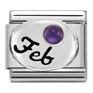 February (Amethyst) Birthstone Silver Charm