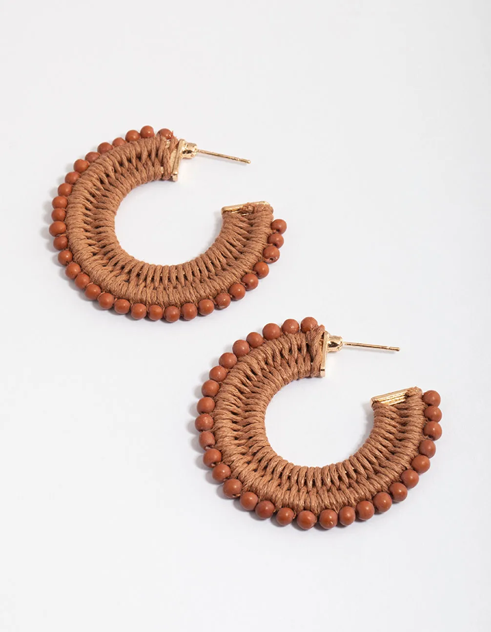 Gold Beaded Edge Hoop Earrings