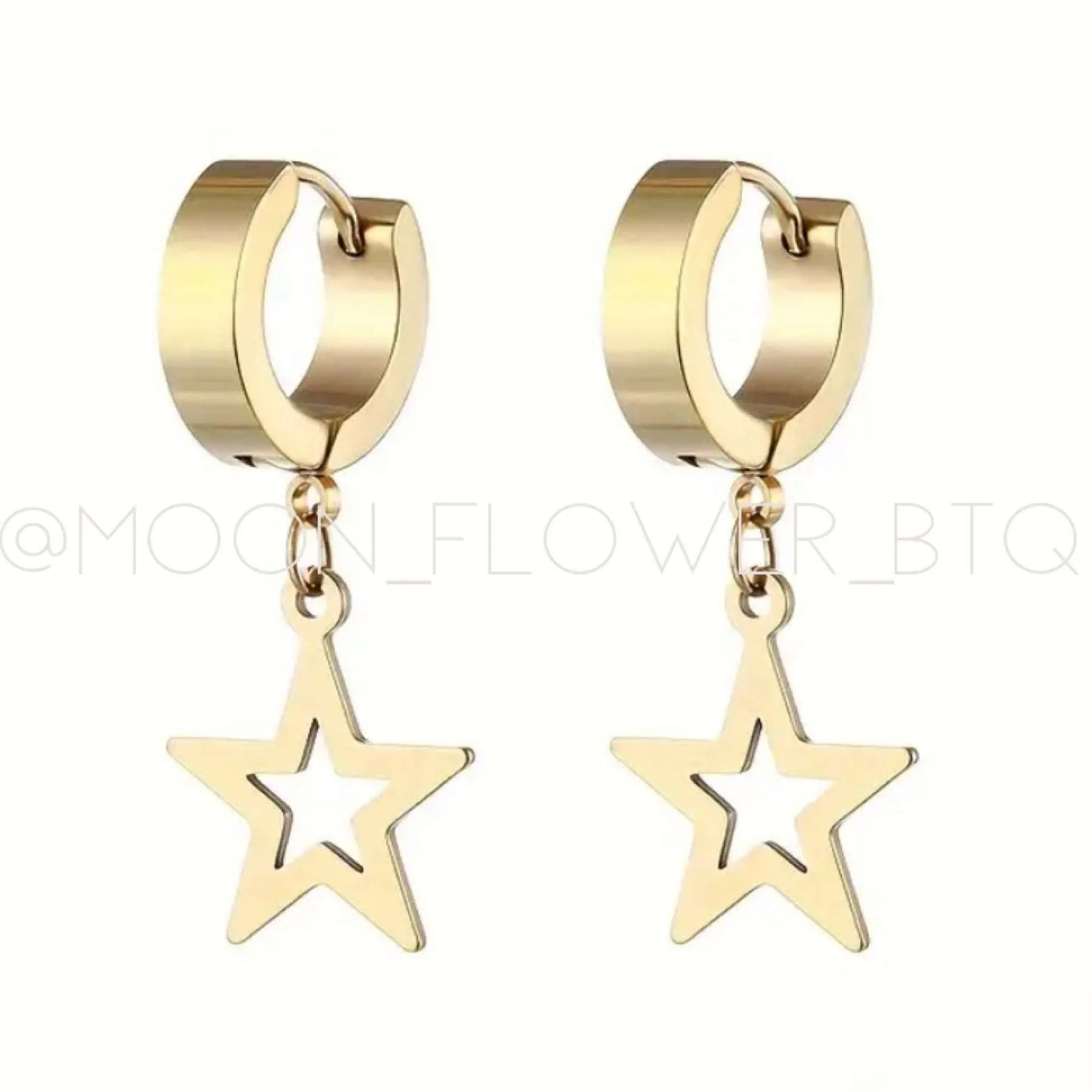 Gold Cutout Star Huggie Hoop Earrings