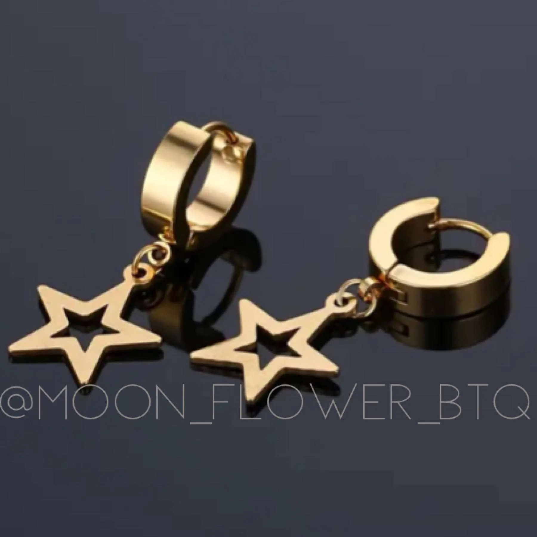 Gold Cutout Star Huggie Hoop Earrings