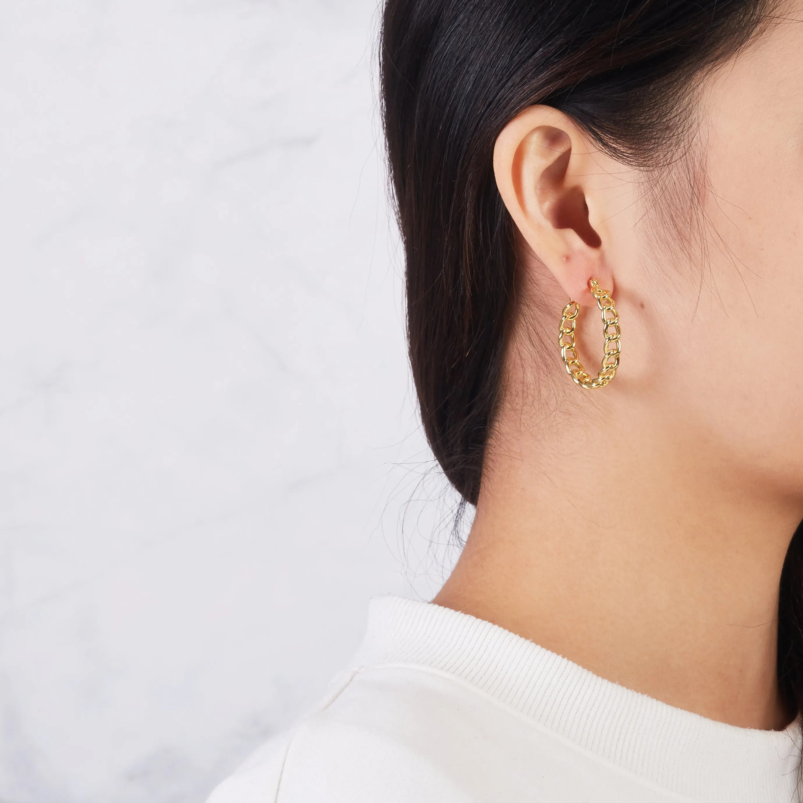 Gold Plated Link Hoop Earrings