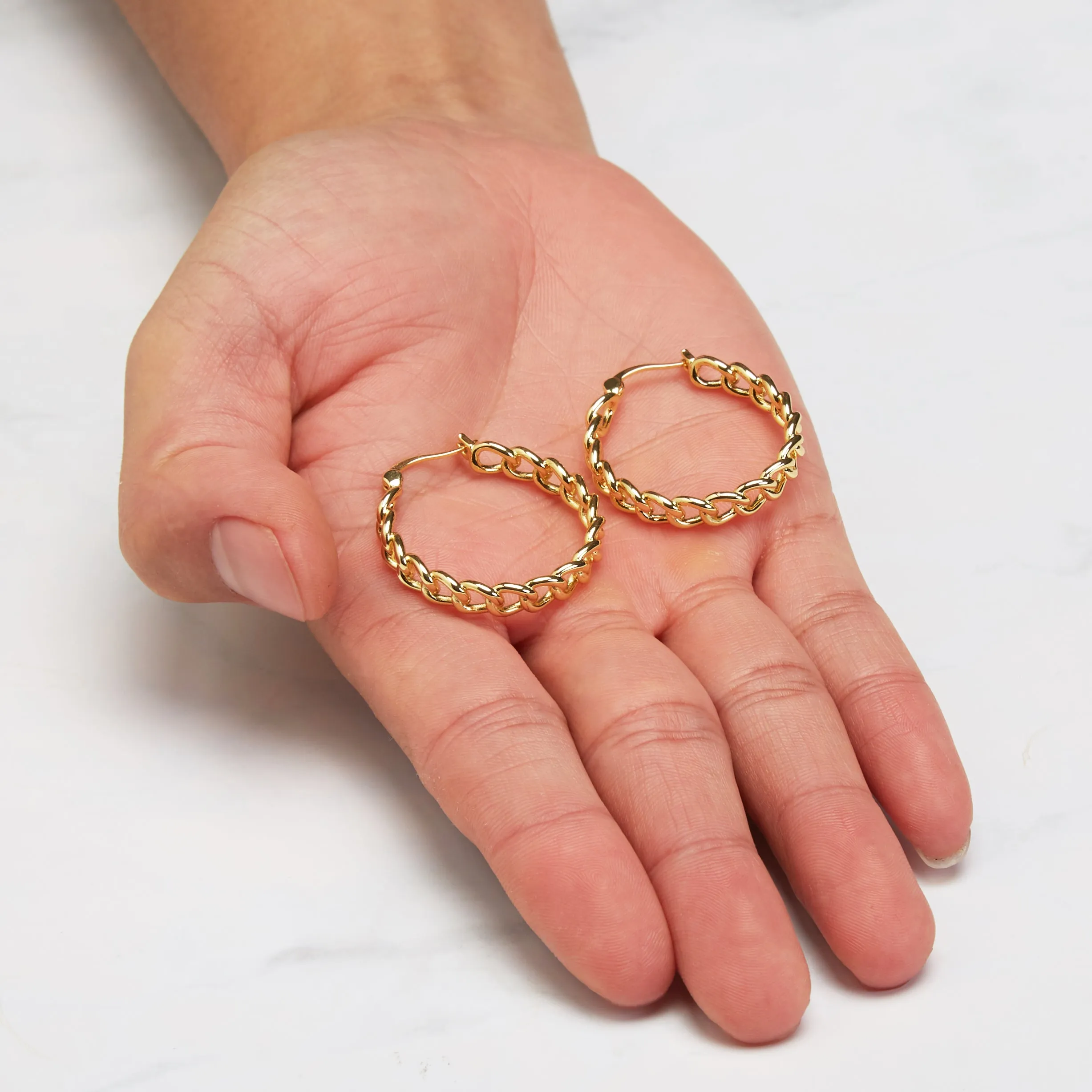 Gold Plated Link Hoop Earrings