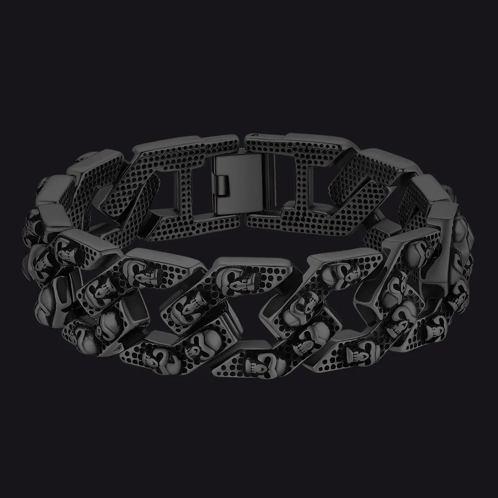 Gothic Chunky Skull Chain Bracelet Stainless Steel for Men