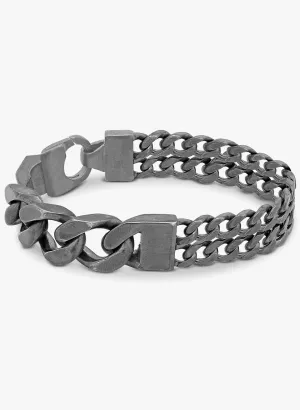 GRUMETTE DUO WIDE BRACELET IN OXIDISED STERLING SILVER