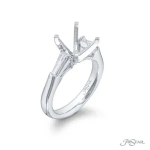 J B Star Tapered Baguette Diamond Engagement Ring Semi-Mounting in Platinum