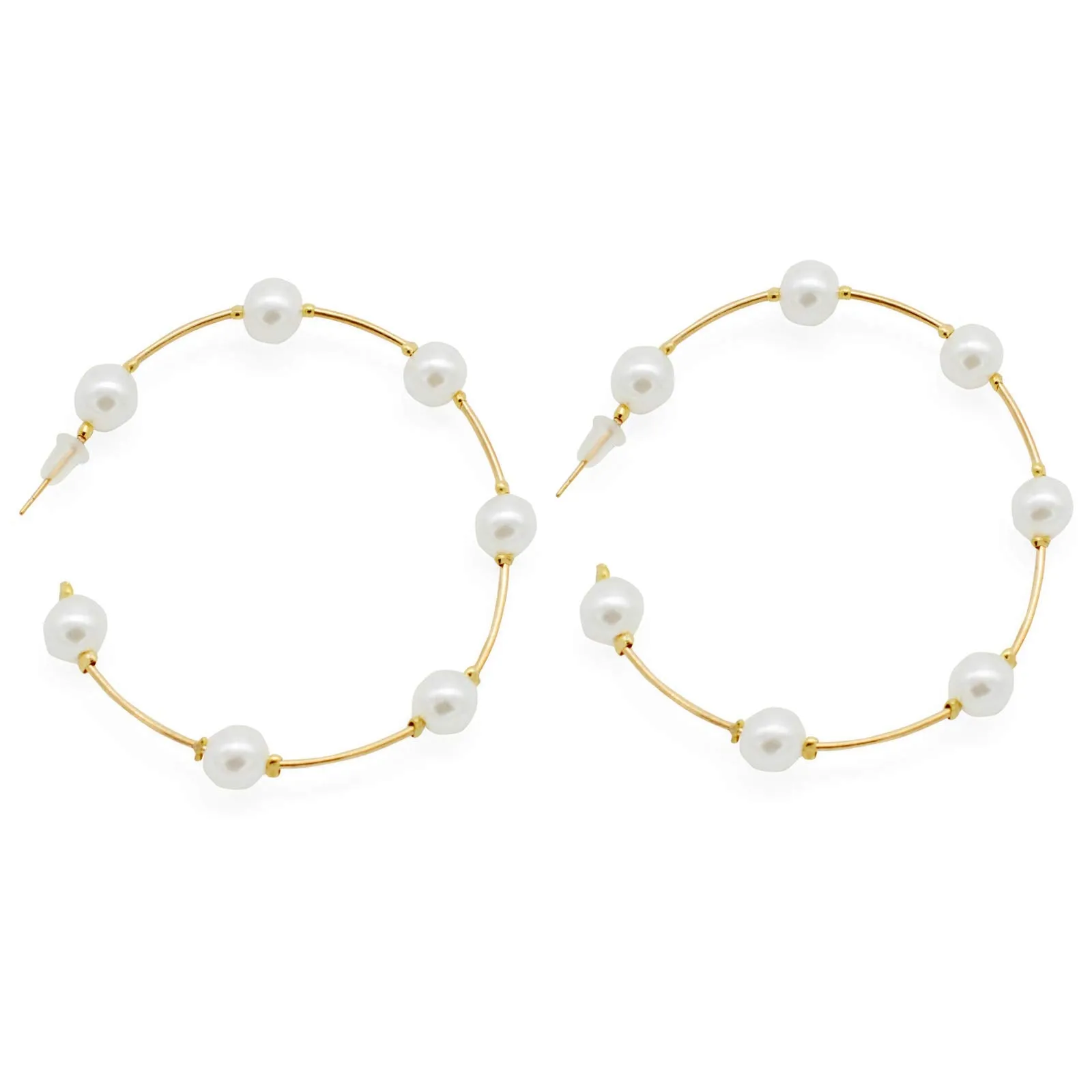 Joker & Witch Chic Pearls Gold Hoop Earrings for Women