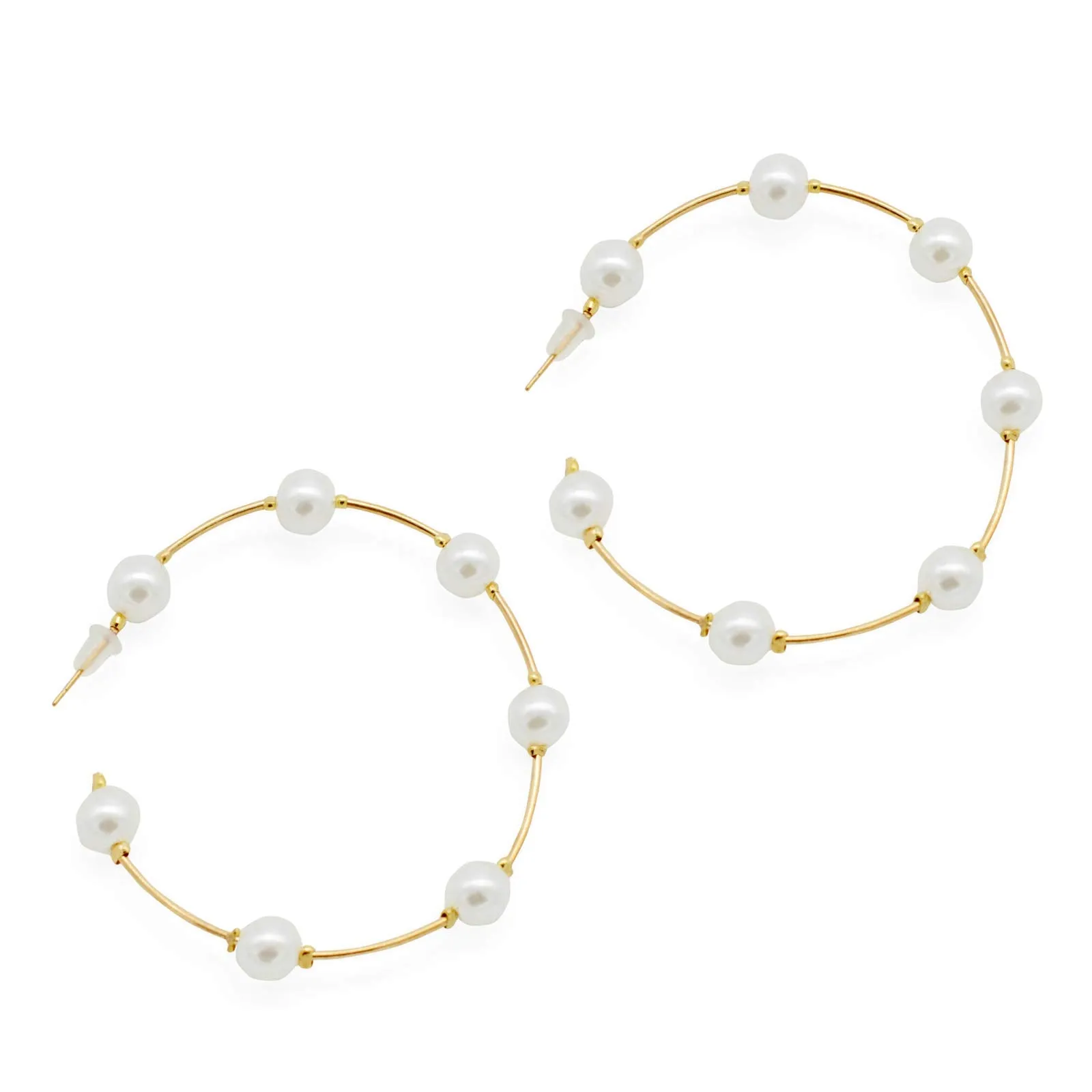 Joker & Witch Chic Pearls Gold Hoop Earrings for Women