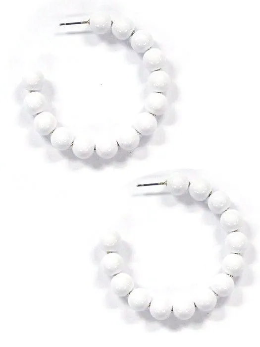 KE8653 Round Bead C Shape Hoop Earrings