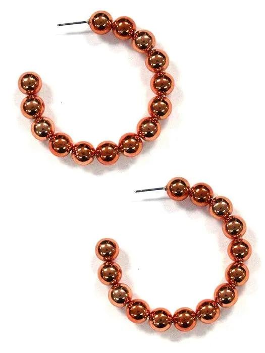 KE8653 Round Bead C Shape Hoop Earrings