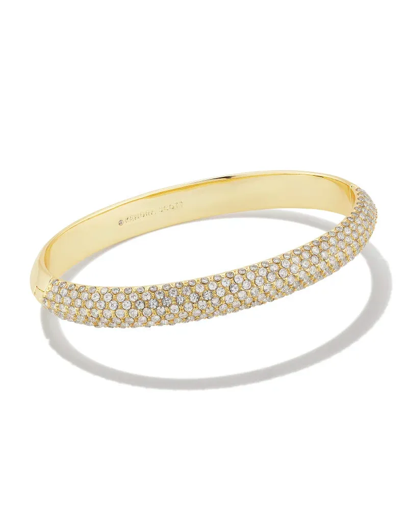 Kendra Scott Mikki Pave Bangle Gold White Bracelet Size S/M