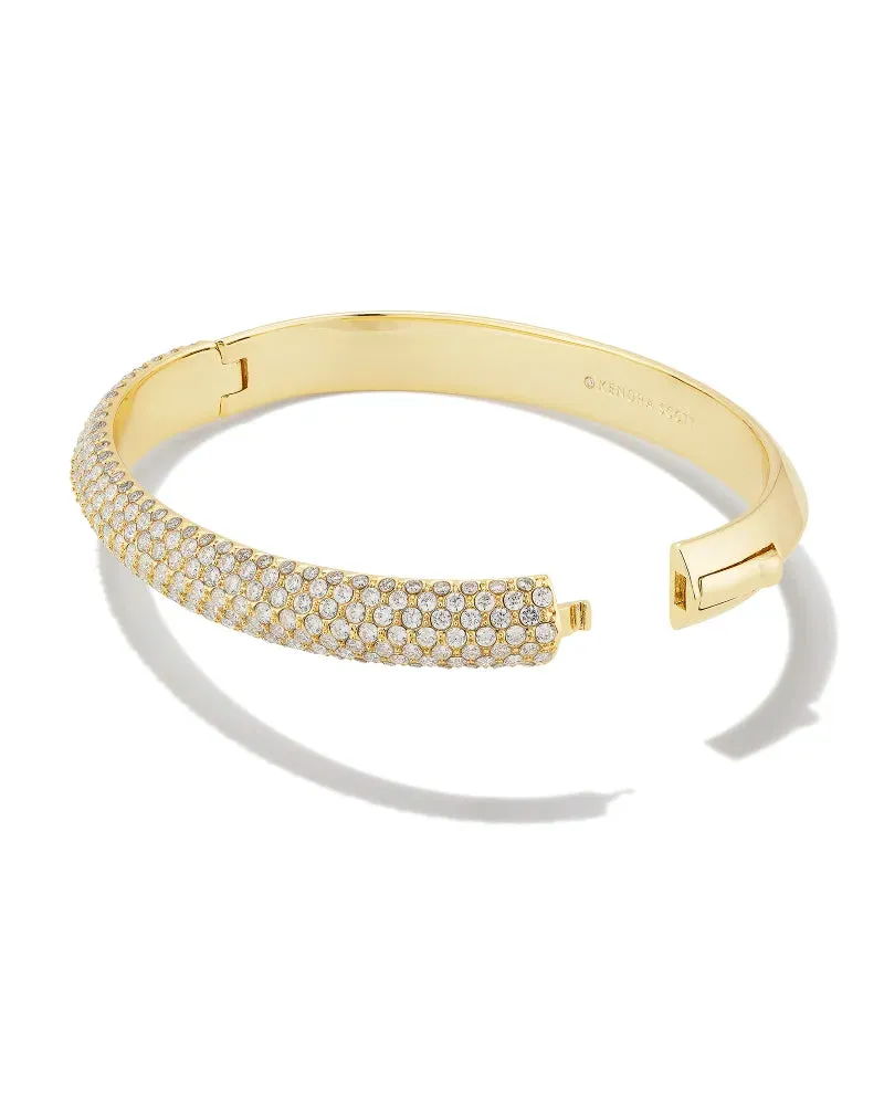 Kendra Scott Mikki Pave Bangle Gold White Bracelet Size S/M