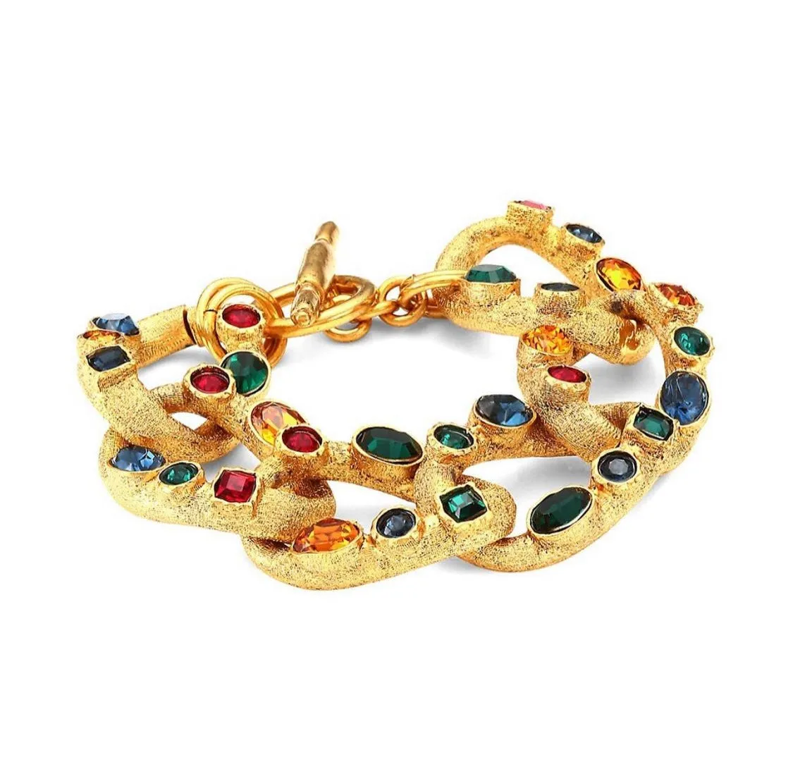 Kenneth Jay Lane multi coloured gem chain bracelet