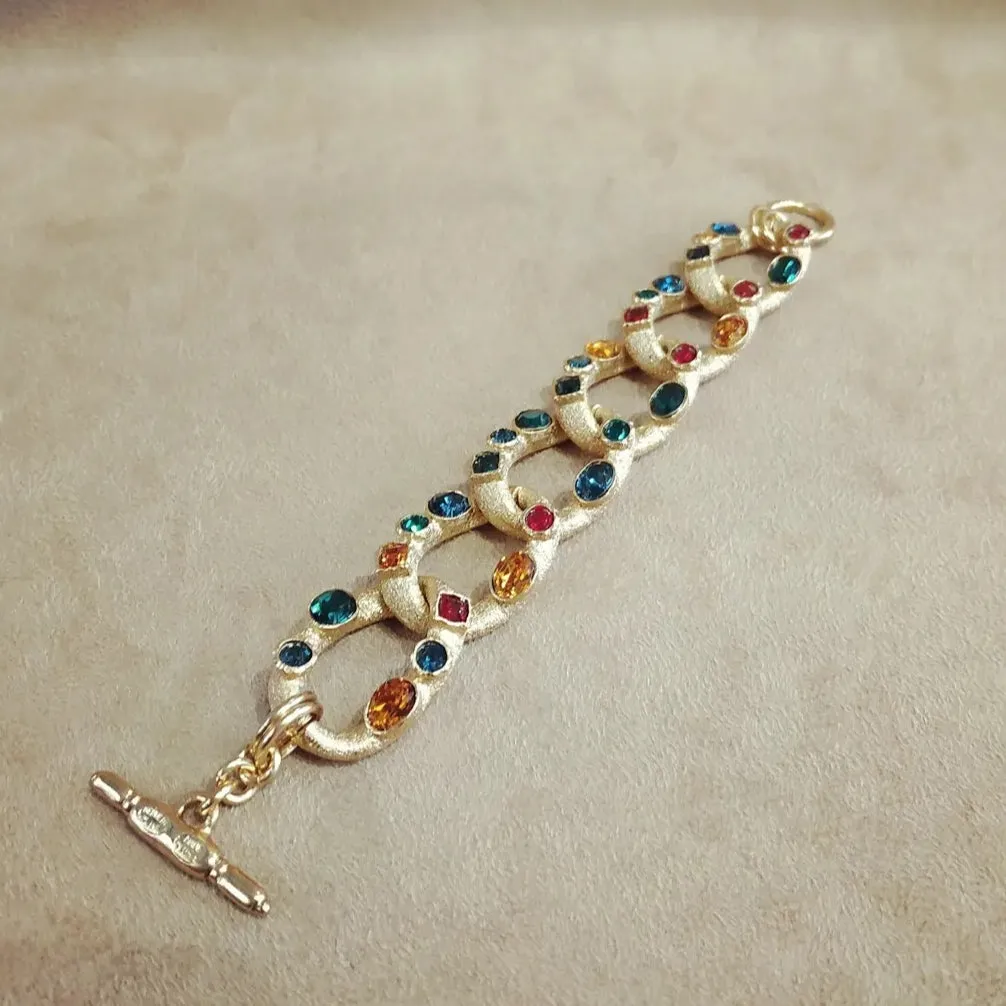 Kenneth Jay Lane multi coloured gem chain bracelet