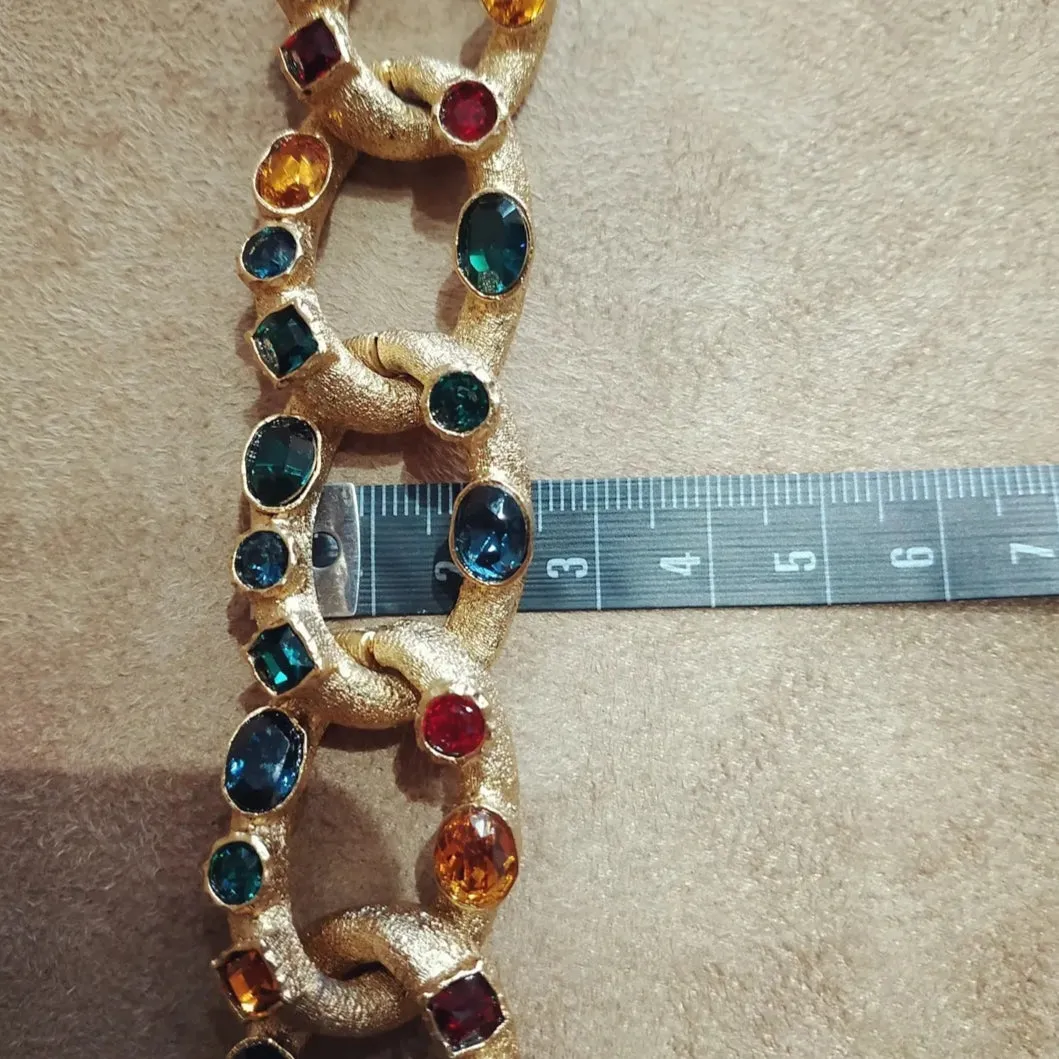 Kenneth Jay Lane multi coloured gem chain bracelet