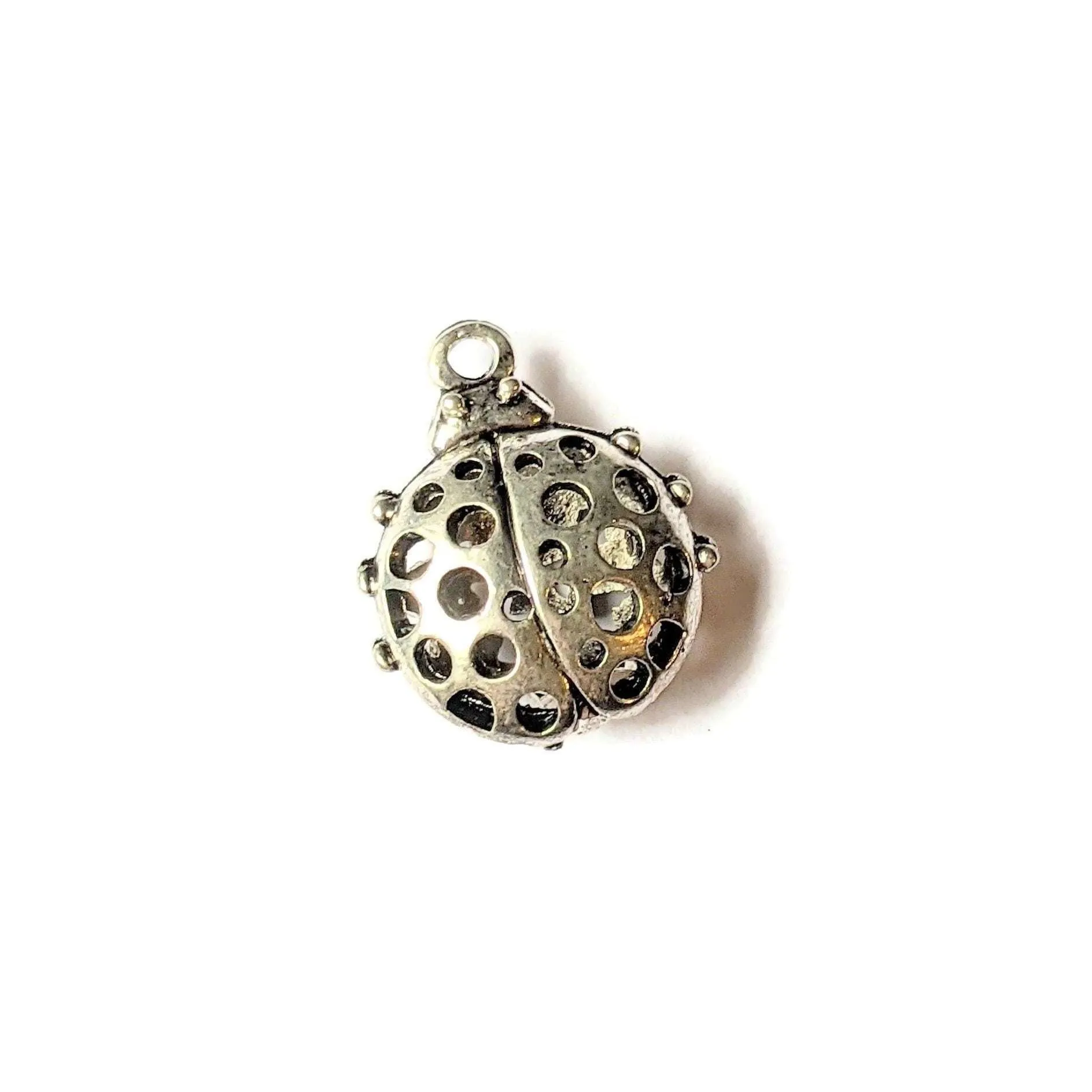 Large Silver Ladybug 3D Charm Pendant