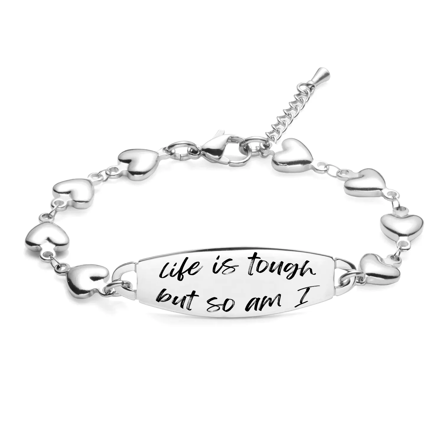 Life is Tough Bar Heart Bracelet