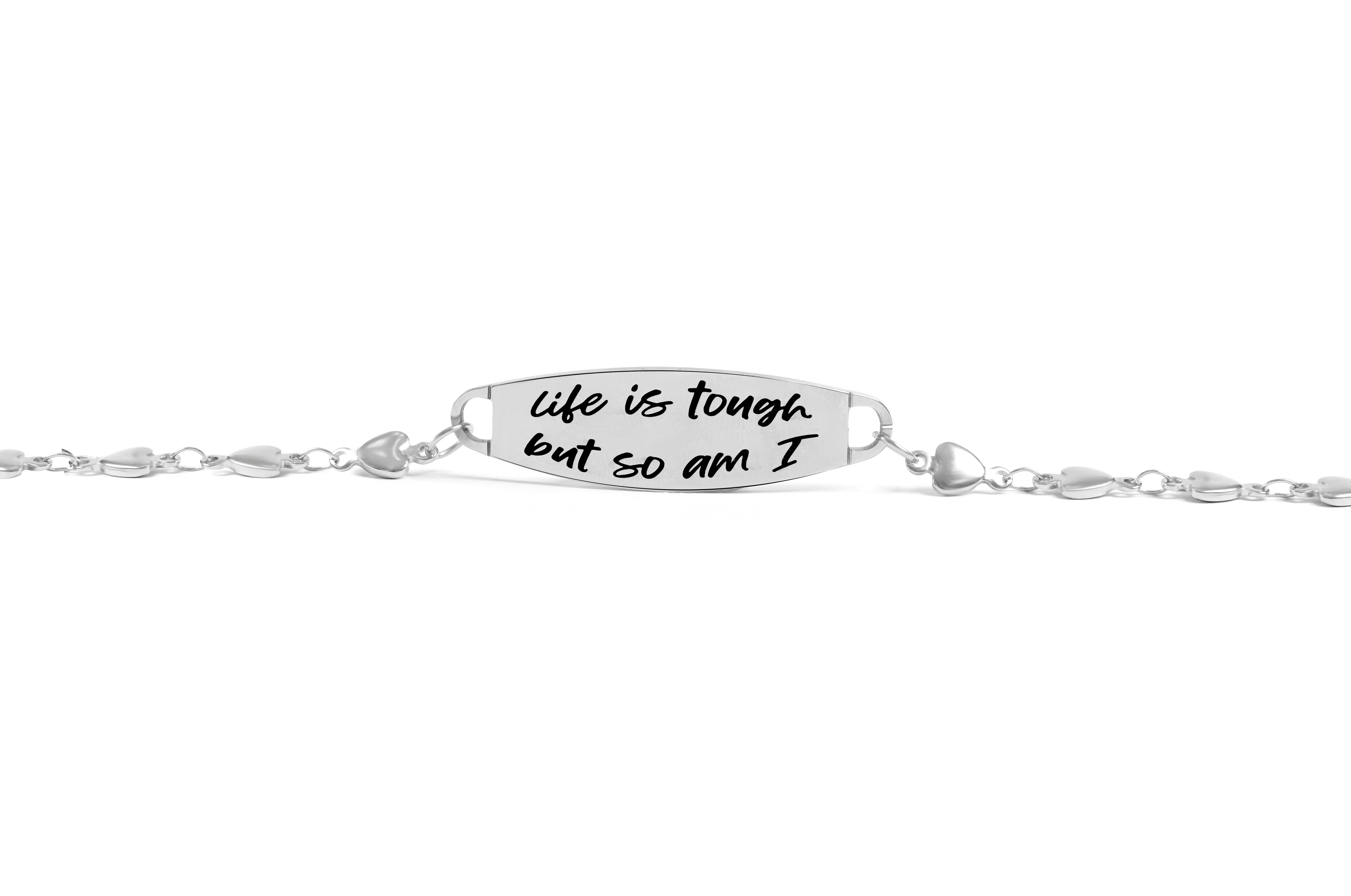 Life is Tough Bar Heart Bracelet